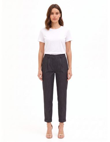 Rinascimento Cigarette-Style Denim Trousers with Turn-ups