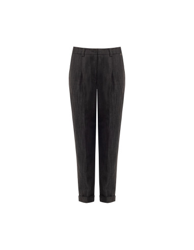 Pantalon cigarette en denim à revers « Rinascimento »