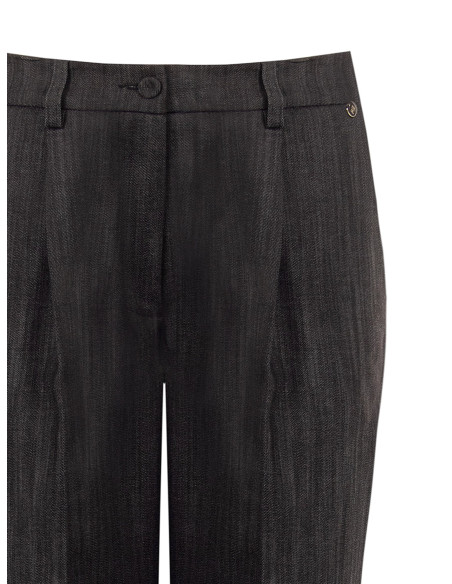 Pantalon cigarette en denim à revers « Rinascimento »