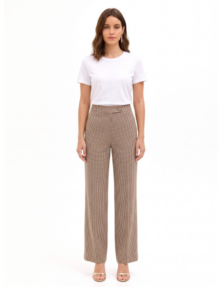 Pantaloni Palazzo A Quadri Piccoli Con Tasche Rinascimento