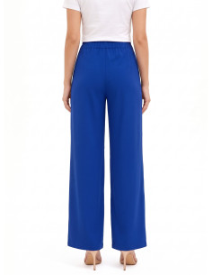 Cadi-fabric palazzo trousers with pleats and tone-on-tone buttons by Rinascimento 2