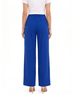 Cadi-fabric palazzo trousers with pleats and tone-on-tone buttons by Rinascimento 2