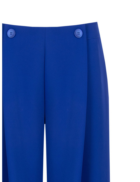 Pantalon palazzo en tissu Cadi, à plis et boutons ton sur ton « Rinascimento »