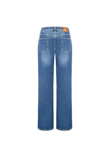 Jeans Straight Con Targhetta Logo Su Tasca Dietro Rinascimento