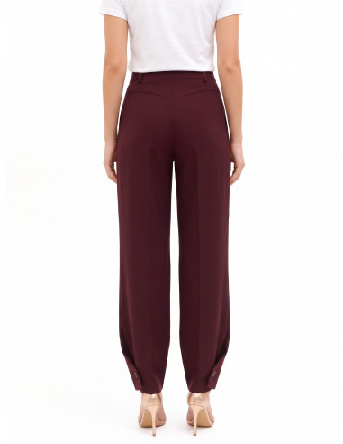 Wide-leg Polyviscose Trousers with a Button at the Ankles and a Back Pleat – Rinascimento