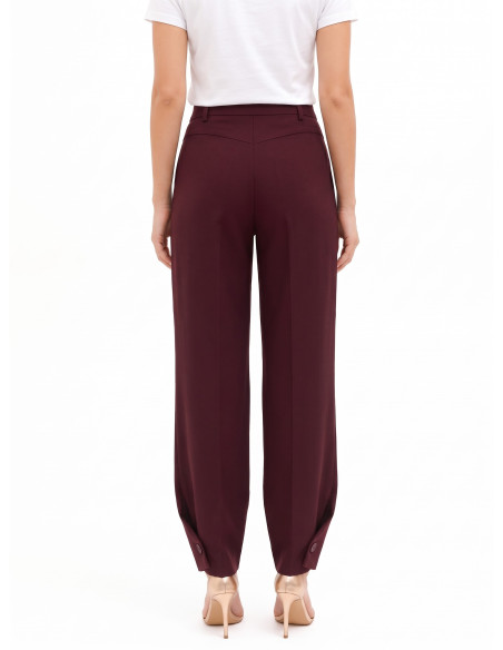 Pantalon ample en polyviscose avec bouton aux chevilles et pli à l'arrière « Rinascimento »