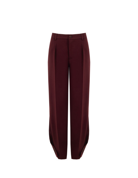 Pantalon ample en polyviscose avec bouton aux chevilles et pli à l'arrière « Rinascimento »