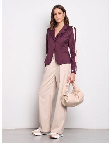 Pantalon palazzo en tissu velouté avec doubles pinces et poches « Rinascimento »