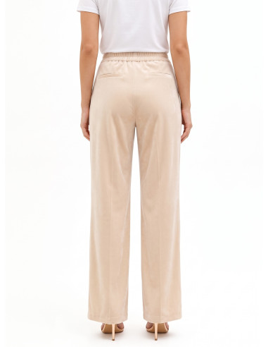 Pantalon palazzo en tissu velouté avec doubles pinces et poches « Rinascimento »