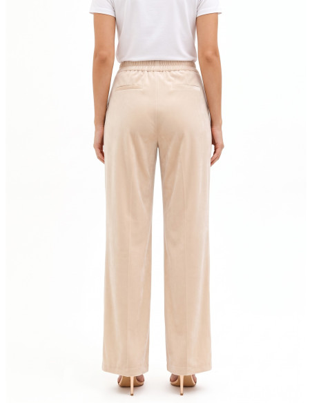Velvety Palazzo Trousers with Double Pleats and ‘Rinascimento’ Pockets