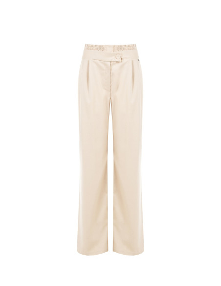 Pantalon palazzo en tissu velouté avec doubles pinces et poches « Rinascimento »