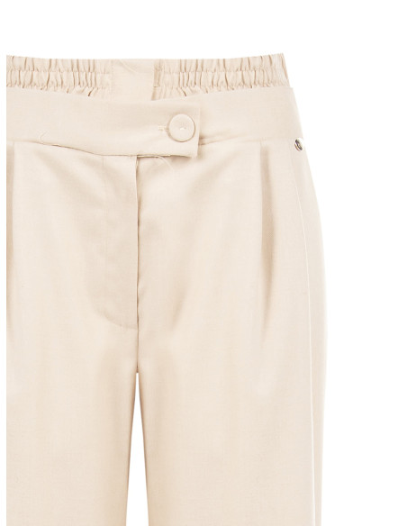 Pantalon palazzo en tissu velouté avec doubles pinces et poches « Rinascimento »