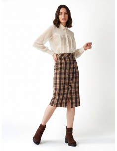 Jupe fourreau croisée en tweed avec boutons « Rinascimento »