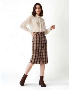 Jupe fourreau croisée en tweed avec boutons « Rinascimento »