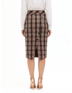 Tweed Wrap-Around Sheath Skirt with Rinascimento Buttons 2