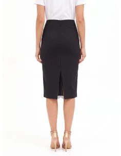 Cadi-fabric sheath skirt with a slit and a Rinascimento-style lace insert 2