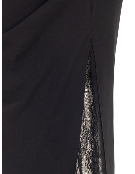Cadi-fabric sheath skirt with a slit and a Rinascimento-style lace insert