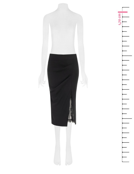 Cadi-fabric sheath skirt with a slit and a Rinascimento-style lace insert