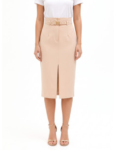 Rinascimento Sheath Skirt with Matching Rigid Belt and Front Slit