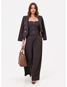 Palazzo Trousers in Multi-Stripe Cady Fabric Rinascimento
