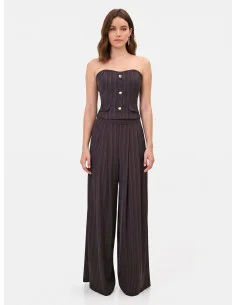 Pantalon palazzo en tissu cadi à rayures multiples Rinascimento 2