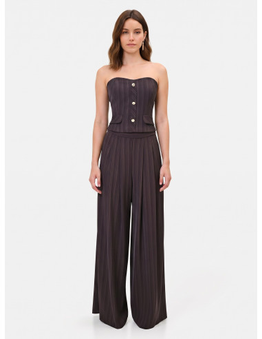 Pantalon palazzo en tissu cadi à rayures multiples Rinascimento