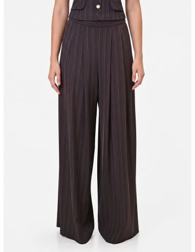 Pantalon palazzo en tissu cadi à rayures multiples Rinascimento