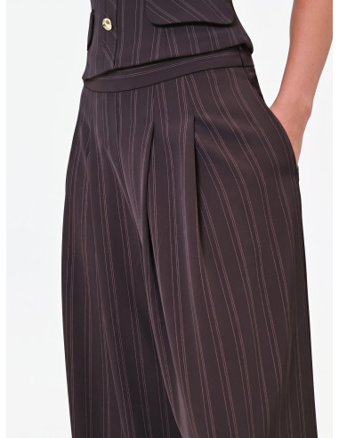 Pantalon palazzo en tissu cadi à rayures multiples Rinascimento