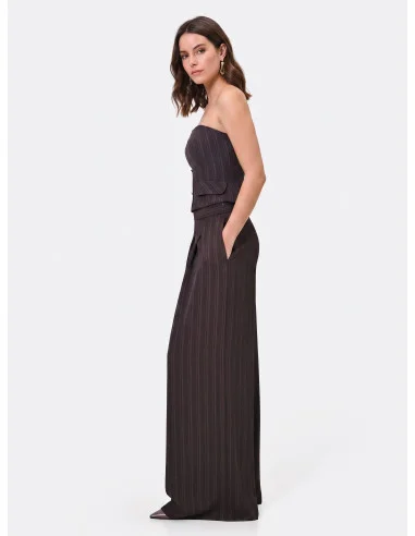 Pantalon palazzo en tissu cadi à rayures multiples Rinascimento