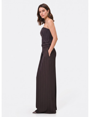 Palazzo Trousers in Multi-Stripe Cady Fabric Rinascimento