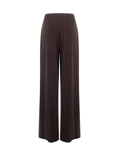 Palazzo Trousers in Multi-Stripe Cady Fabric Rinascimento