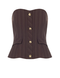 Pinstripe Bandeau Corset Top with Gold Buttons Rinascimento