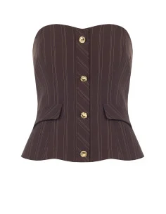 Top Corsetto Gessato A Fascia Con Bottoni Dorati Rinascimento
