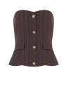 Top Corsetto Gessato A Fascia Con Bottoni Dorati Rinascimento