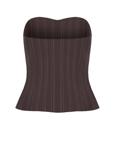 Pinstripe Bandeau Corset Top with Gold Buttons Rinascimento