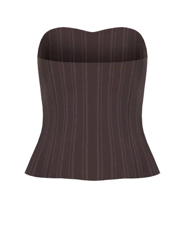 Pinstripe Bandeau Corset Top with Gold Buttons Rinascimento