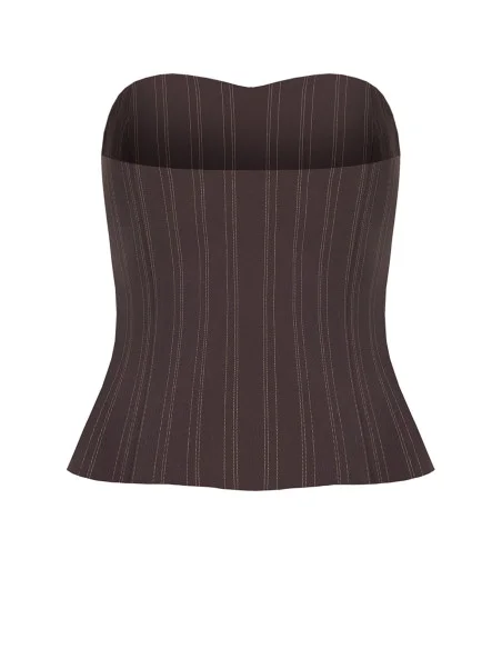 Pinstripe Bandeau Corset Top with Gold Buttons Rinascimento