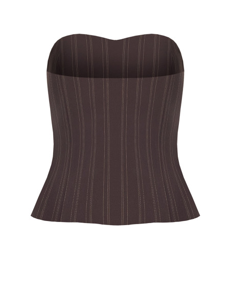 Top Corsetto Gessato A Fascia Con Bottoni Dorati Rinascimento
