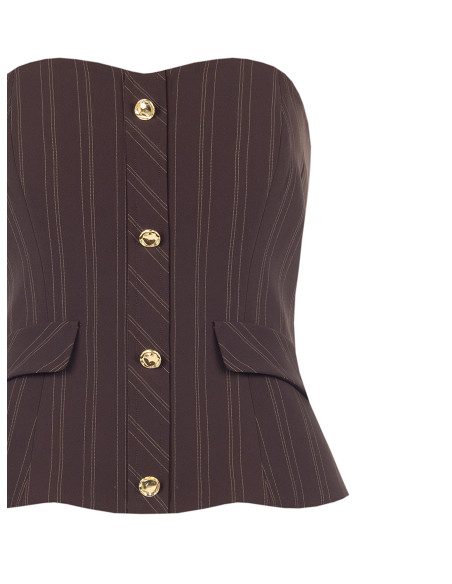 Pinstripe Bandeau Corset Top with Gold Buttons Rinascimento