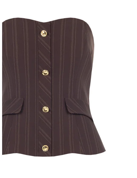 Top Corsetto Gessato A Fascia Con Bottoni Dorati Rinascimento