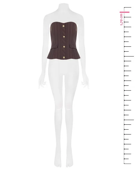 Top Corsetto Gessato A Fascia Con Bottoni Dorati Rinascimento