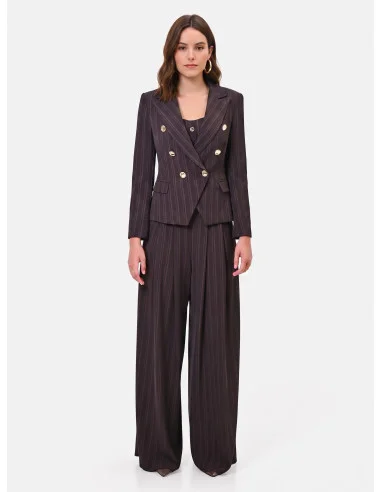Giacca Blazer Corto E Sfiancato A Righe Multiple Rinascimento