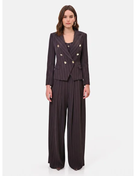 Giacca Blazer Corto E Sfiancato A Righe Multiple Rinascimento