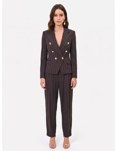 Short, Fitted Blazer Jacket with Multiple Stripes Rinascimento
