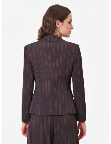 Short, Fitted Blazer Jacket with Multiple Stripes Rinascimento