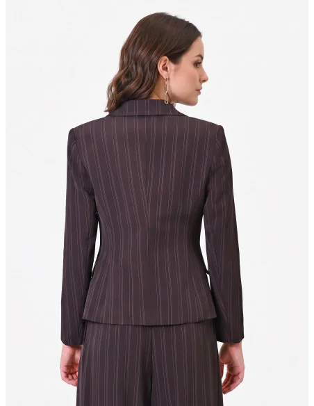 Short, Fitted Blazer Jacket with Multiple Stripes Rinascimento