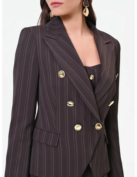 Veste blazer courte et cintrée à rayures multiples Rinascimento