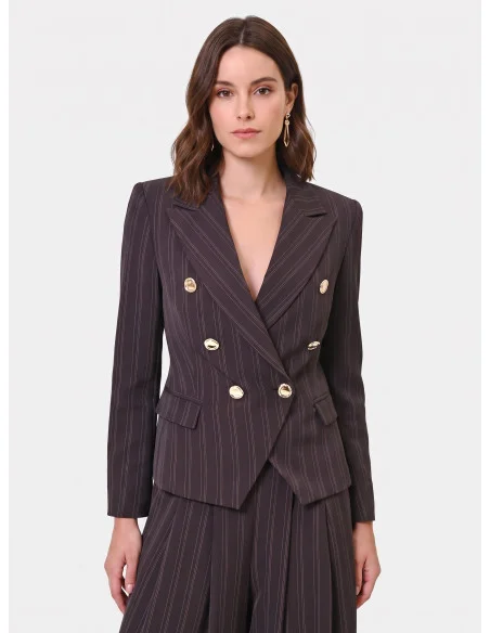 Veste blazer courte et cintrée à rayures multiples Rinascimento