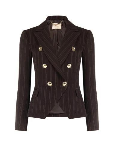 Short, Fitted Blazer Jacket with Multiple Stripes Rinascimento