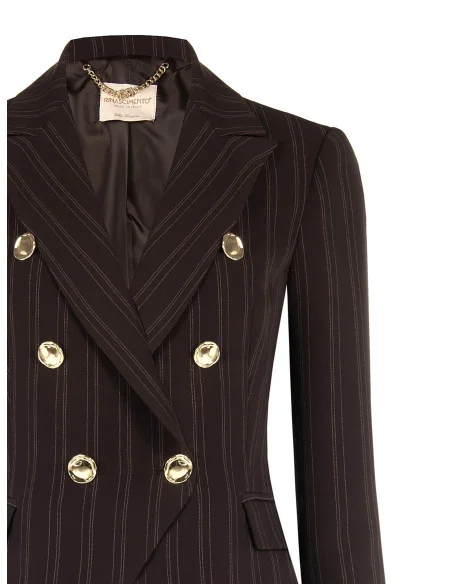 Giacca Blazer Corto E Sfiancato A Righe Multiple Rinascimento